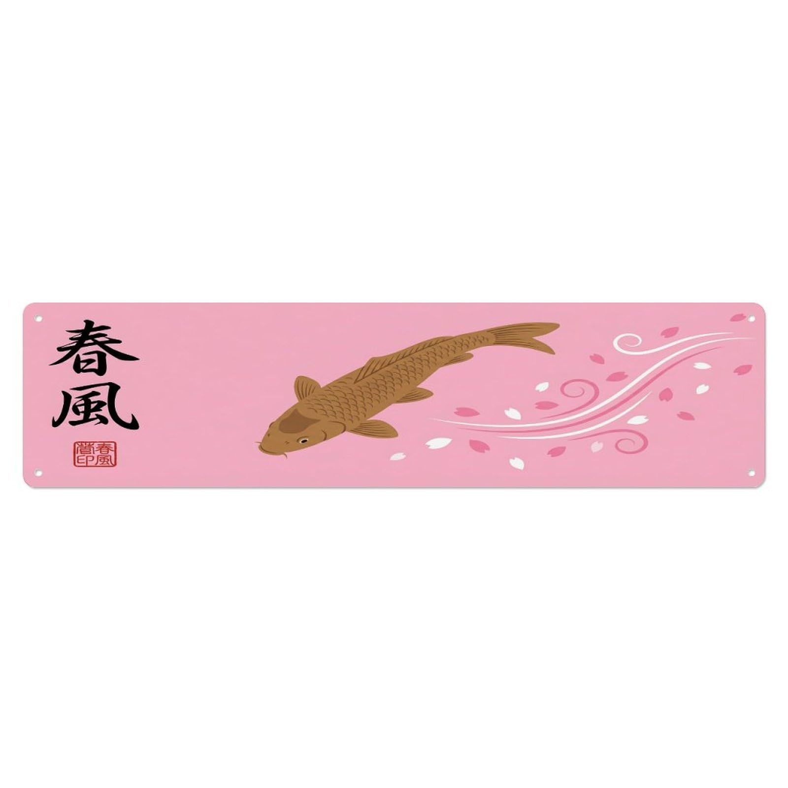 Olhnbad 4X16inch(10X40cm) Vintage Koi Fish Japanese Tranquil Metal Tin Sign