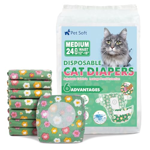 Pet Soft Disposable Cat Diapers Medium 24-Count