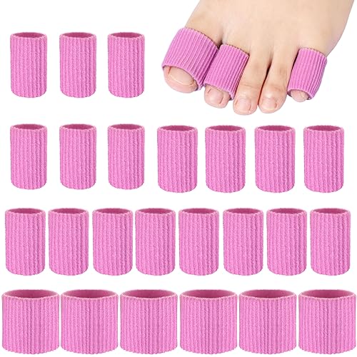 Image of Blulu 24 Pieces Toe Tubes 0.98 Inches Cushion Tube Corn Pads for Toes Sleeves Soft Gel Protectors for Cushions Corns Blisters Calluses 3 Size(Pink,Assorted Sizes)