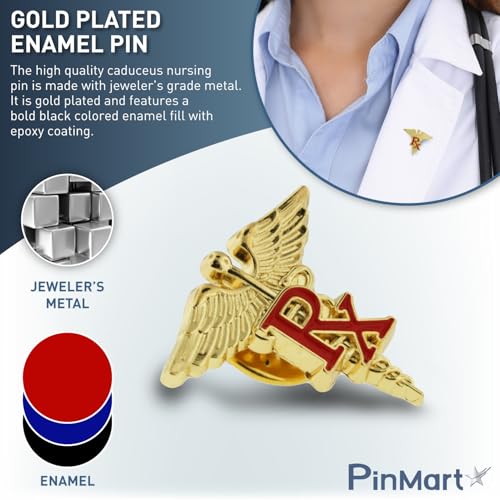 PinMart Caduceus Enamel Lapel Pin 6
