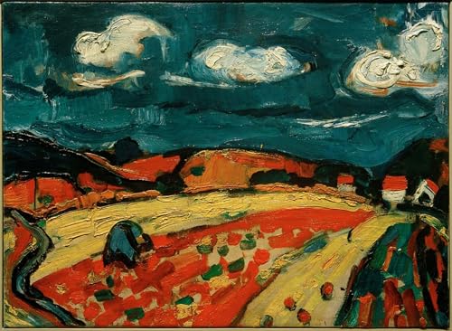 Peinture Poster Abstraite Hermann Stenner Le Champ Rouge Toile 60x90cm
