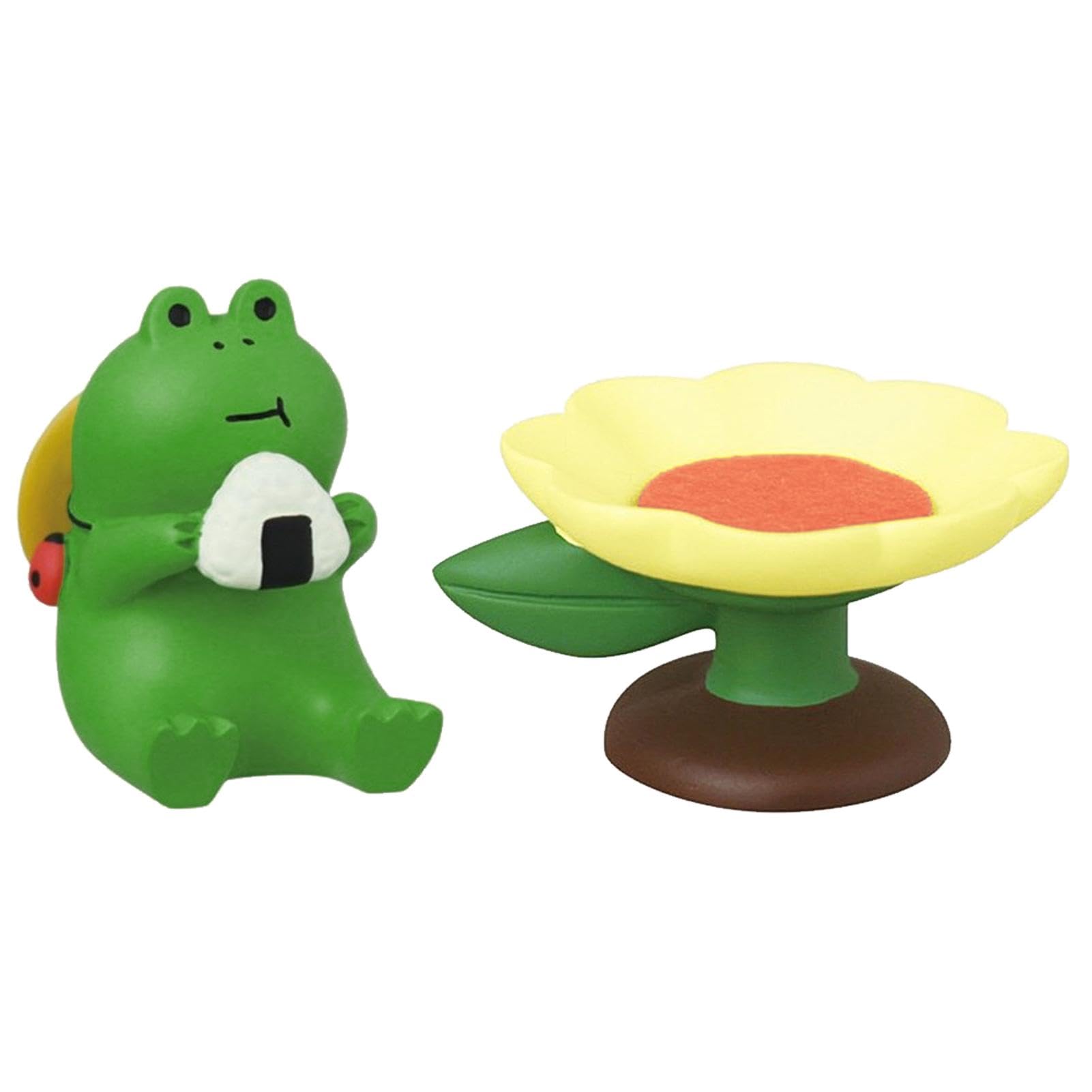 Miniature Frog Figurines Statue, Funny Resin Frog Sculpture for Home Decor, Frog Garden Statue, Cute Frog Perfect Indoor Desk Accessories and Gifts(Frogs is Having Rice Balls)