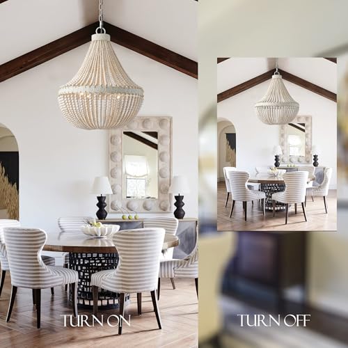 DEARLAN Wood Bead Chandelier Light Modern Rustic Farmhouse Beaded Chandeliers 6-Lights Boho Wooden Island Pendant Lighting Fixture Retro Ceiling Lights for Dining Room Kitchen Bedroom Foyer D31.5 - Image 6