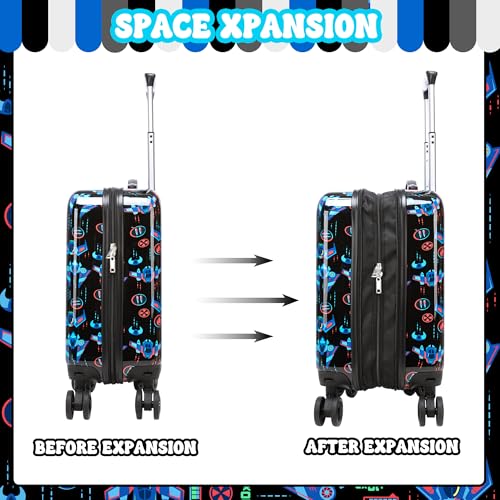 Image of Kids Luggage Set Carry On Rolling Suitcase with U shaped Pillow Toddler Suitcase for Boys Travel Set Rocket Hardside Luggage with Spinner Wheels Airline Approved