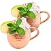 NLstellar Moscow Mule Copper Mugs - 100% Pure Copper - 2 Mugs (16-oz) in Gift Box - The Best Hammered Barrels for Cocktails & Cold Drinks - Stylish Gift for Those who Like Parties & Handmade Things