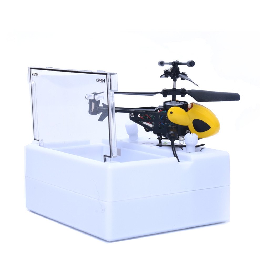RC Helicopter Remote Control Aircraft Mini 2 Channel Radio 2CH Remote Helicopter Micro Aircraft Flying Toy for Kids and Adults (Yellow, One Size)