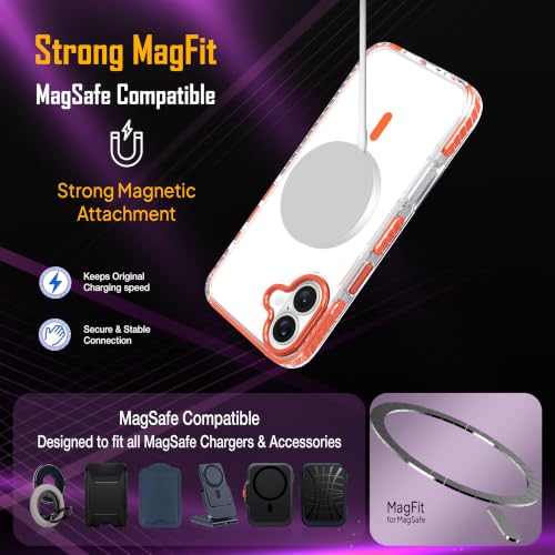 Image of Zapcase Crystal Clear Back case for iPhone 16 Plus | PC Back | TPU Bumper with Inner Rubber Grip | Metal Camera Guard Bezel | Metal Buttons | Scratch Resistant Cover | 2 Layer Edge Protection | Orange