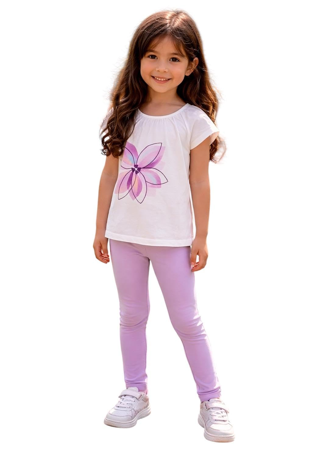 Mayoral Completo primaverile estivo bambina 5 anni - 110 cm color lilla con ricamo floreale