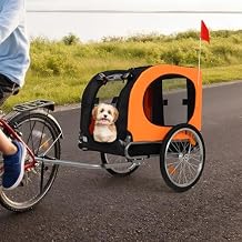 Dog Bike Trailer with 88LBS Pet Stroller Cart Bicycle Carrier - Accommodates Pets Up to 40kg, Unique Folding Steel Frame, Quick-Release Aluminum Wheels, Easy Bike Coupler, Washable Non-Slip Lining