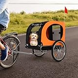 Dog Bike Trailer with 88LBS Pet Stroller Cart Bicycle Carrier - Accommodates Pets Up to 40kg, Unique Folding Steel Frame, Quick-Release Aluminum Wheels, Easy Bike Coupler, Washable Non-Slip Lining
