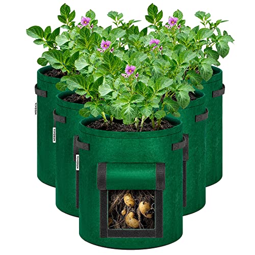 VIVOSUN 5-Pack 7 Gallon Potato Grow Bags, Fabric Pots with
