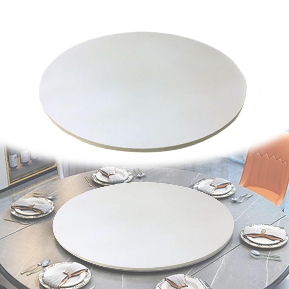 Dining Table Turntable 24/28/32in Wood Lazy Susan Rotating Tray for Kitchen, Round Serving Plate 360° Smooth Swivel, Restaurants Hotels Homes Banquet Use(White,20in/50cm)