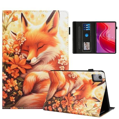 Rostsant Etui do Lenovo Tab M11 2024, etui ze skóry PU, stojak magnetyczny, Lenovo Tab M11, 11 cali, TB330FU, portfel, etui ochronne do Lenovo Tab M11 11 cali TB330FU kwiatowy lis