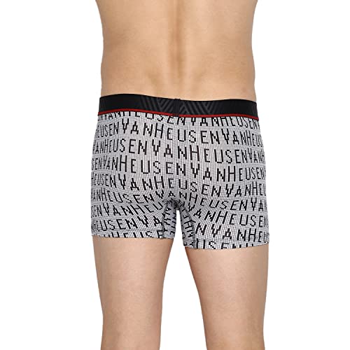 Image of Van Heusen Men Trunks - Cotton Spandex - 4 Way Stretch, Ultra Soft, Allover Print 30044 Black, Grey M