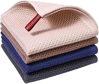 Amazon Brand - Umi Tea Towels Kitchen Super Absorbent Thick Professional Grade Essential Dish Cloths Restaurant, 4 Pack
