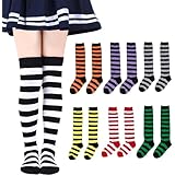 [ZGKULAEAOW] しましま ハイソックス3-6歳 6-12歳 キッズ靴下 目立つ ハロウィン 運動会 トライプ ボーダー 男の子 女の子ソックス コスプレ 仮装 (3~6歳, 細ボーダー 黒＆赤)