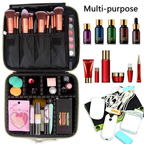 Marble Makeup Case Travel Makeup Bag Marble Cosmetic Bag Makeup Train Case for Women Brush Storage Box Organizer Holder with Adjustable Dividers (Marble Pattern)