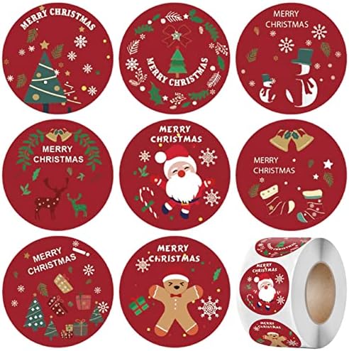 Masper 500 1½ inches Christmas Stickers, 8 Designs of Merry Christmas Stickers for Crafts Presents Kids Envelopes Card Making