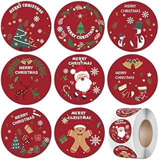 Masper 500 1½ inches Christmas Stickers, 8 Designs of Merry Christmas Stickers for Crafts Presents Kids Envelopes Card Making