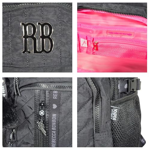 Mochila Rebecca Bonbon de Costas Nylon Grande 19 Polegadas (Preto)