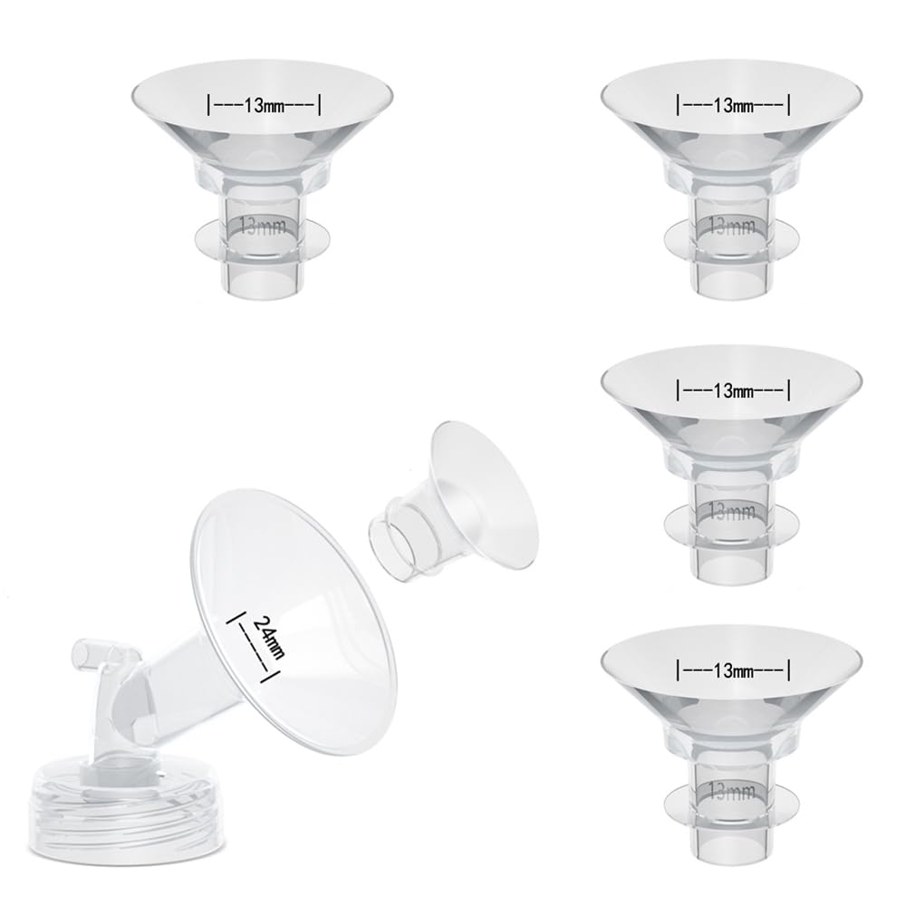 4PCS 13mm Flange Inserts Compatible with Momcozy Air 1/W1/M9/M6/M5/S9pro/S12pro/Spectra/Eufy/Medela/Spectra/Elvie/Lansinoh Breast Pump,Reduce 24mm Tunnel Down to Correct Size