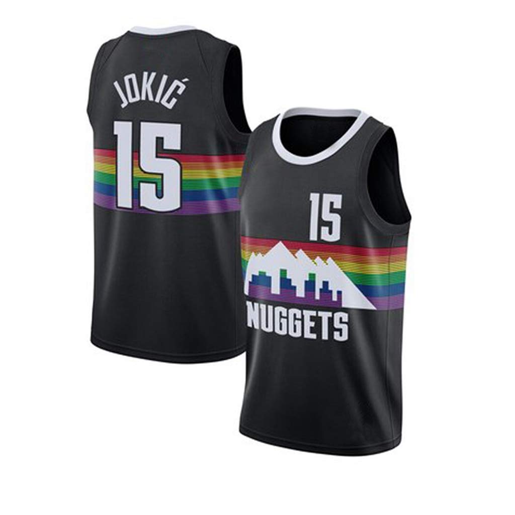 Disery Men's Basketball Jersey Denver Nuggets #15 Nikola Jokic Sports Quick-Drying Training Workout Clothes Training Suit Basketball Uniform Sports Vest,L