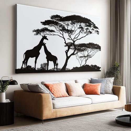 Impression sur toile style africain girafe blanche moderne 70x50