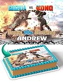 Cakecery Godzilla vs Kong Edible Cake Image Topper Personalized Birthday Cake Banner 1/4 Sheet