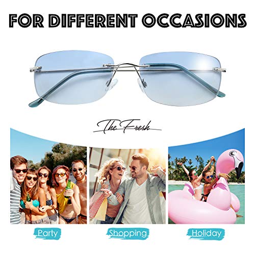 Image of The Fresh Minimalist Small Rectangular Sunglasses Clear Eyewear - Exquisite Packaging