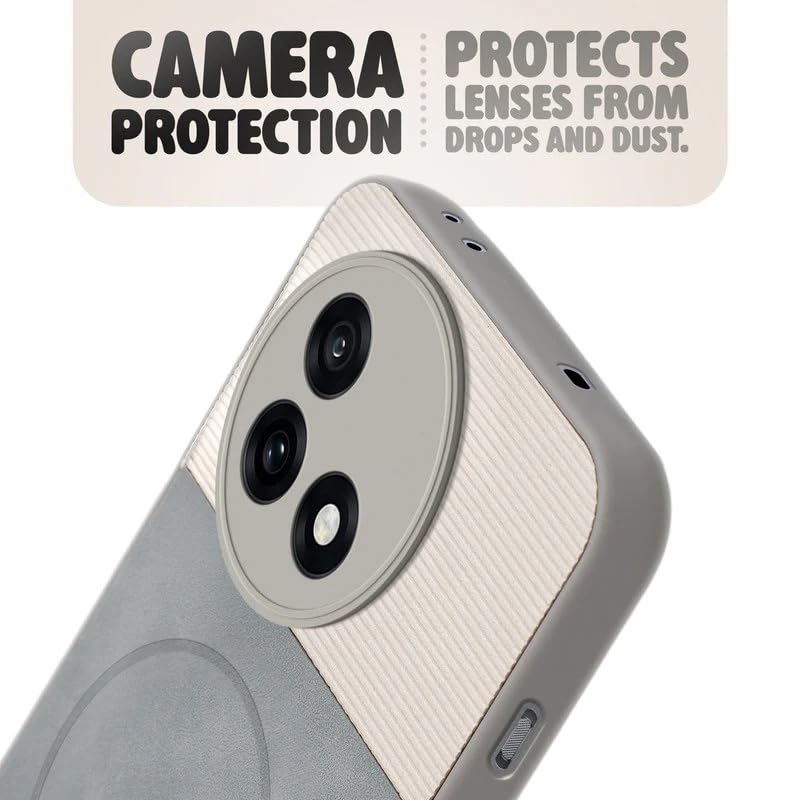 Image of Bintage Mac Safe Design Hard Slim Back Case | Soft Border Camera Protect | Dual PU Leather Finish Back Cover Compatible for Vivo Y39 5G - White & Grey