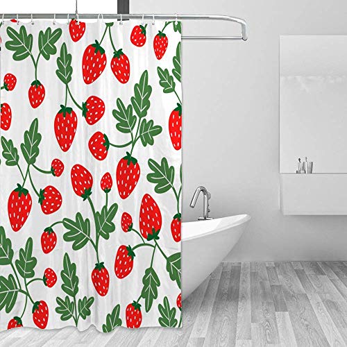 Rideau de douche lavable en machine en polyester imprimé fraise