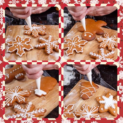 Crethinkaty Christmas cookie cutter Set - 9 PCS Snowflake,Gingerbread Man,Christmas Tree,Snowman,Reindeer Head,Bell,Santa Face,Reindeer, Candy Cane Stainless Steel Cookie Cutter for Biscuit, Fondant
