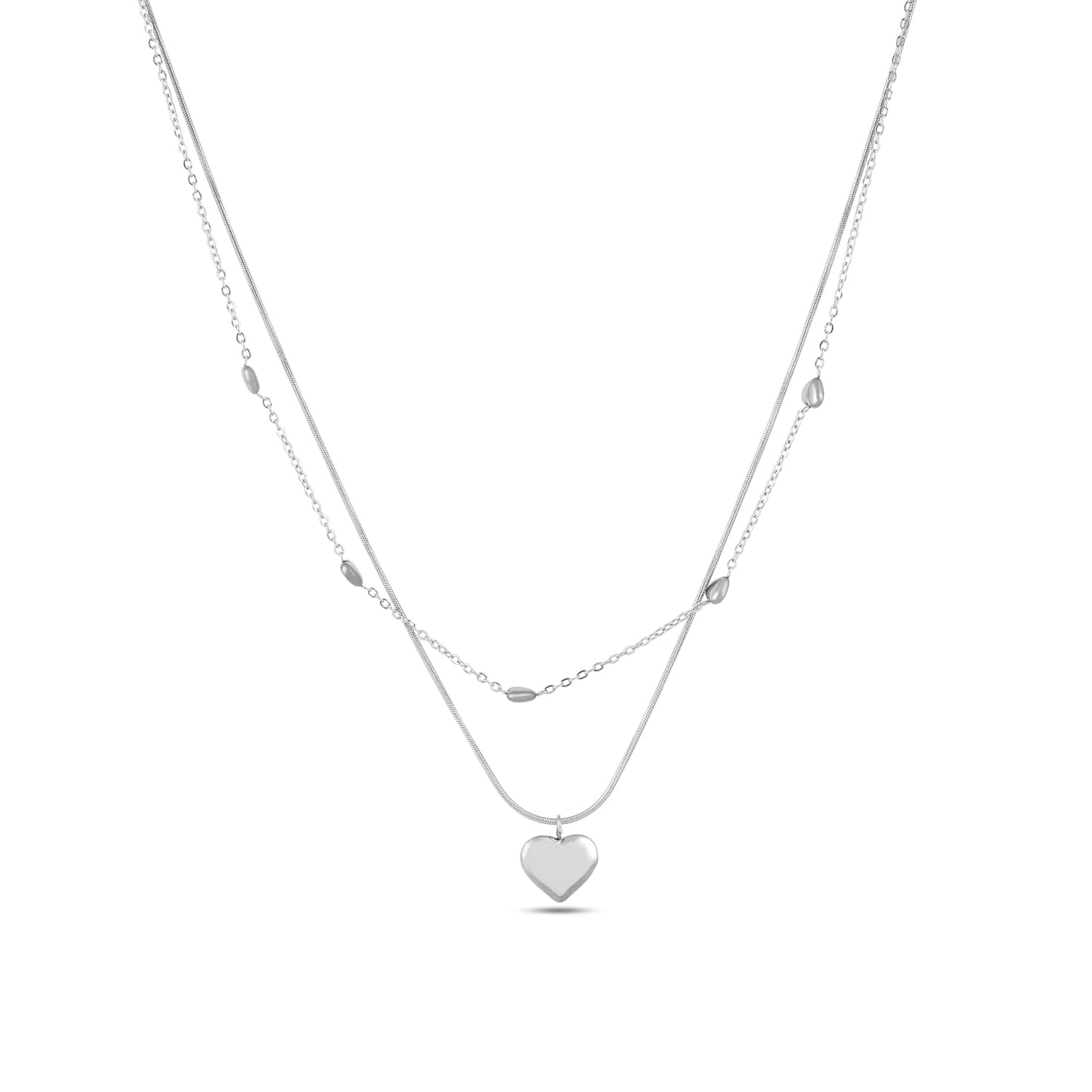 Layered Metallic Heart Pendant Necklace for Women - Waterproof & Anti-Tarnish Necklace | Gift for Girls & Women-image-17