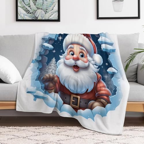 Manta de Papá Noel suave y acogedora manta de forro polar para sofá y cama 3