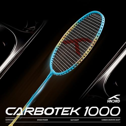 Image of Hundred Carbotek 1000 Badminton Rackets (Pack of 2) | Superlight Head-Heavy Racket for Smash Power | Slim Shaft, Carbon Graphite Shaft & Curve Frame for Better Sweet Spot