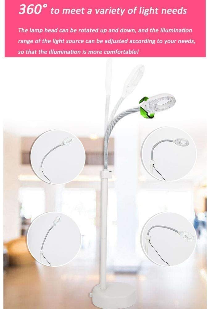 Vloerlamp Vergrootglas, LED Vergrootglas Vloerlamp met 8x vergrootglas voor thuisleesonderzoek EU-stekker 220V