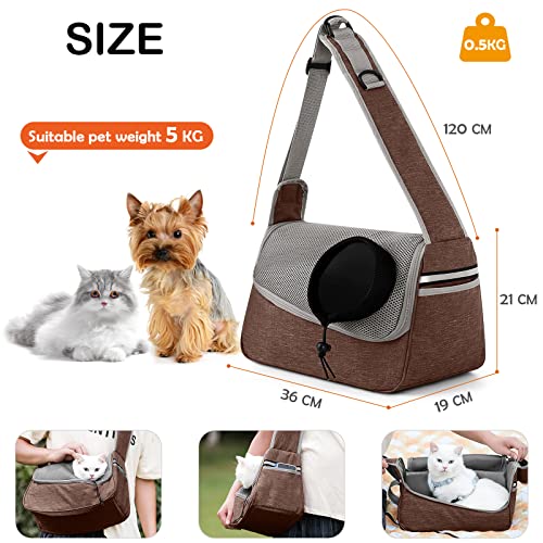 ALLSOPETS Dog Sling Carrier for Small Dogs Cats, Breathable Puppy Sling, Adjustable Shoulder Strap with Side Pocket - Image 3