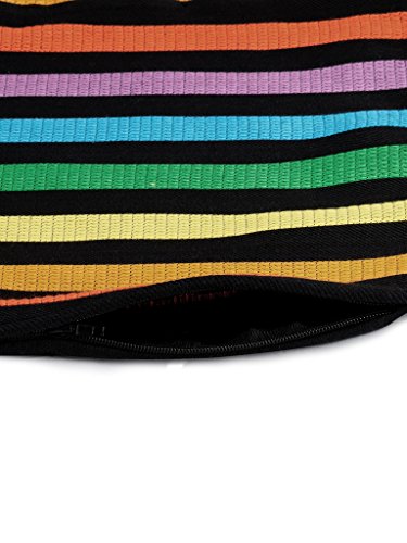 Image of Swayam Set of 5 Striped Print Cotton Multicolour Cushion Cover | 12 x 12 Inch | Soft Breathable Fabric with Hidden Zipper | Decorative & Stylish Cushion Covers for Sofa, Living Room, Bedroom & Couch