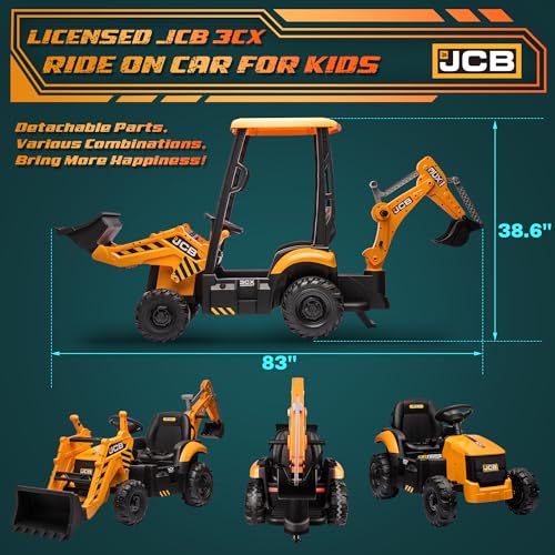 Enyopro JCB-01 12V Jcb Electric Backhoe Loader Toy Car For Kids, Battery Powered Ride On Construction Vehicle Toys W/Front Loader & Excavator thumb #2