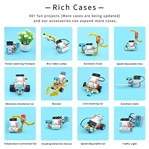 ELECFREAKS microbit Nezha Inventor Kit Planet X Starter Sensors with 40+ Learning Projects and 400+ Bricks, Micro:bit NeZha Expansion Board with 900mAh Lithium Battery(Without Micro:bit) - Image 4