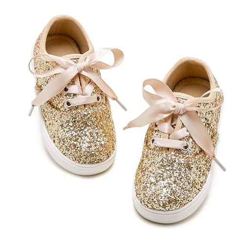 Toddler/Little Girls Sneakers-Slip On Glitter Sports Shoes for Running Walking