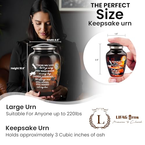Image of Set of 6 Funeral & Cremation Urn for Ashes for Women & Men with 1 Large Urns for Human Ashes Adult Man, 4 Small Urn for Ashes Adult Male & Female, 1 Necklace for Ashes of Loved One - Moonlight