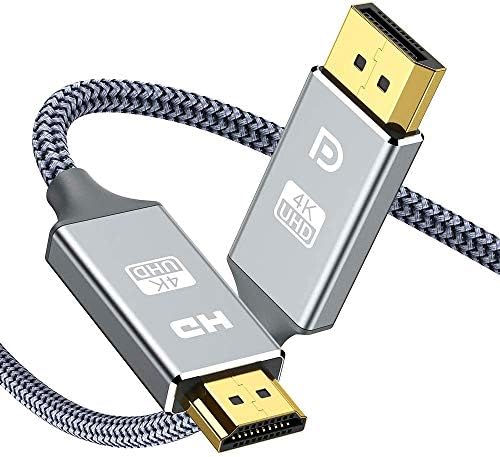 Snowkids 4K DisplayPort to HDMI Cable, 4K DP to HDMI Cable 1.8m, Unidirectional Display Port (DP) to HDMI Lead Compatible for Monitor,PC,Laptop,Projektor(Nylon Braided Gold-Plated)