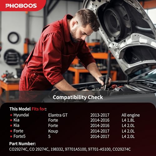 Image of PHOBOOS A /C Compressor with Clutch Compatible with Kia Forte 2014-2018 1.8L /2.0L; Forte Koup 2014-2017, Forte5 2014-2018 & Hyundai Elantra GT 2013-2017, 2.0L, Fast Cooling, Ref.CO29274C