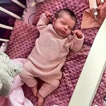 19Inches Sweet Sleeping Cuddly Baby Rooted Hair Reborn Doll with Cloth Body Realistic Newborn Girl Dolls Lifelike, May God Bless You