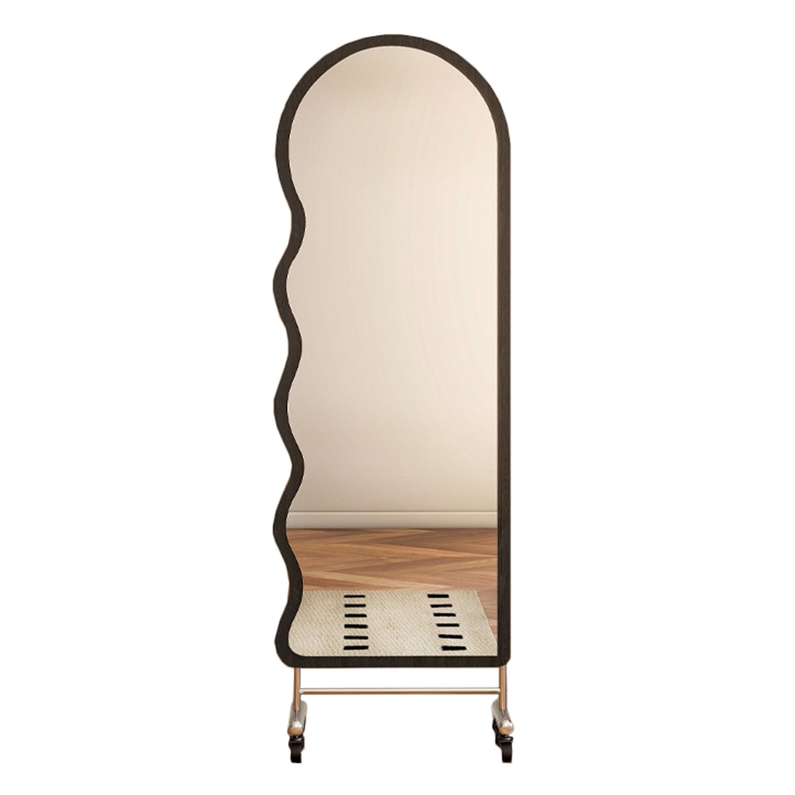 FGXHHS Mirror Vanity Full Lengths with Ornate Frame for Restroom Entryway Hallway Bathroom(Black,175x60 cm)