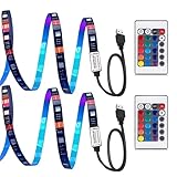 Entiqi Led Strip Lights 2set 6.56ft for 40-60in TV USB Backlight Kit with Remote, 16 Color 5050 Bias HDTV, for 40-60, 2m