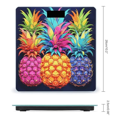 Báscula de baño digital Colorful Pineapple vidrio templado 400lb miniatura 2