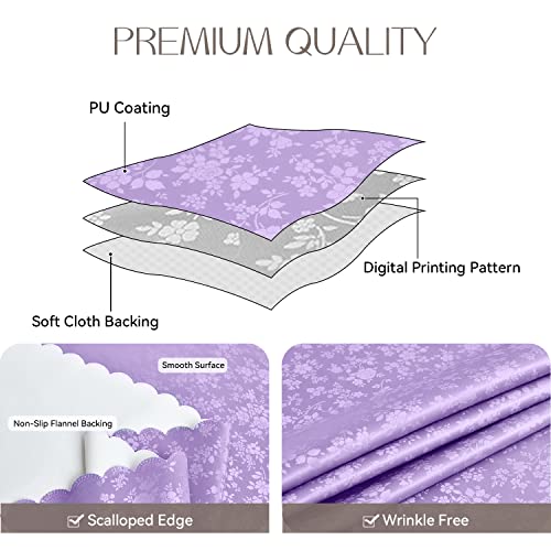 Image of Romanstile Waterproof Vinyl Tablecloth Rectangle, 52 x 70 Inch, Rose Purple | Flannel Backing Wipeable Table Cloth, Heavy Duty Plastic PU Table Cover for Kitchen Dining, Indoor & Outdoor Use