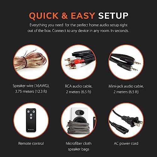 Audioengine A5+ Powered Bookshelf Speakers - Premium 150W Stereo Speakers for Music, Gaming, Turntables, Home Theater Systems - Powerful Studio Monitors